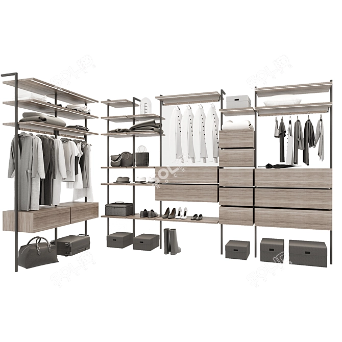 Modern Modular Wardrobe Composition 3D model image 4