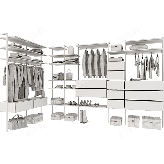 Modern Modular Wardrobe Composition 3D model image 5