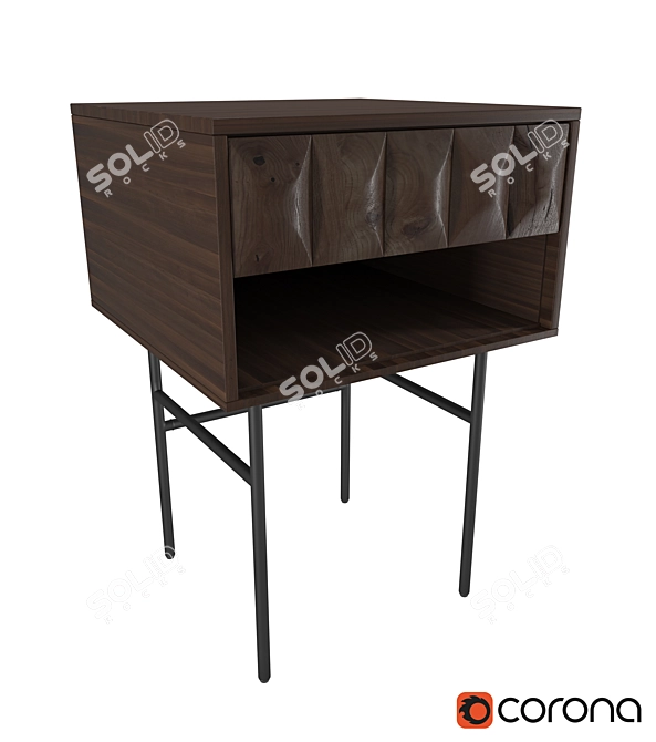 Mid-Century Chic Oak Desk 3D model image 1