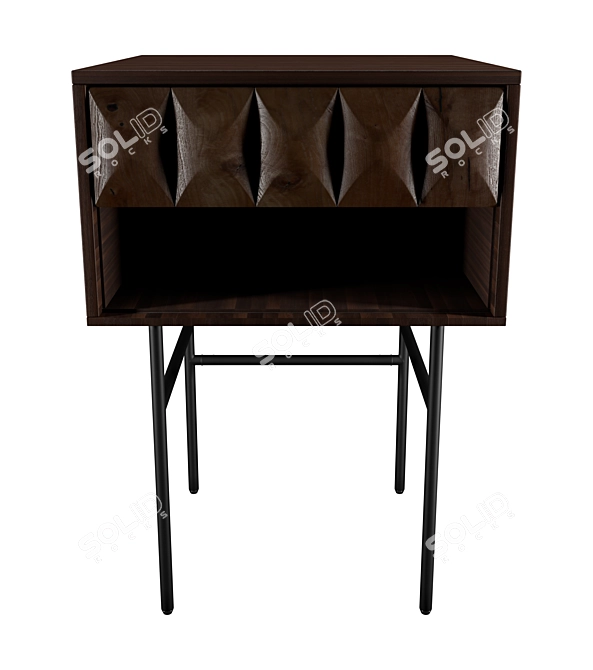 Mid-Century Chic Oak Desk 3D model image 2