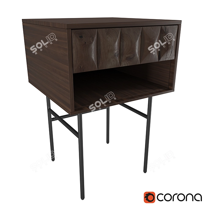 Mid-Century Chic Oak Desk 3D model image 5