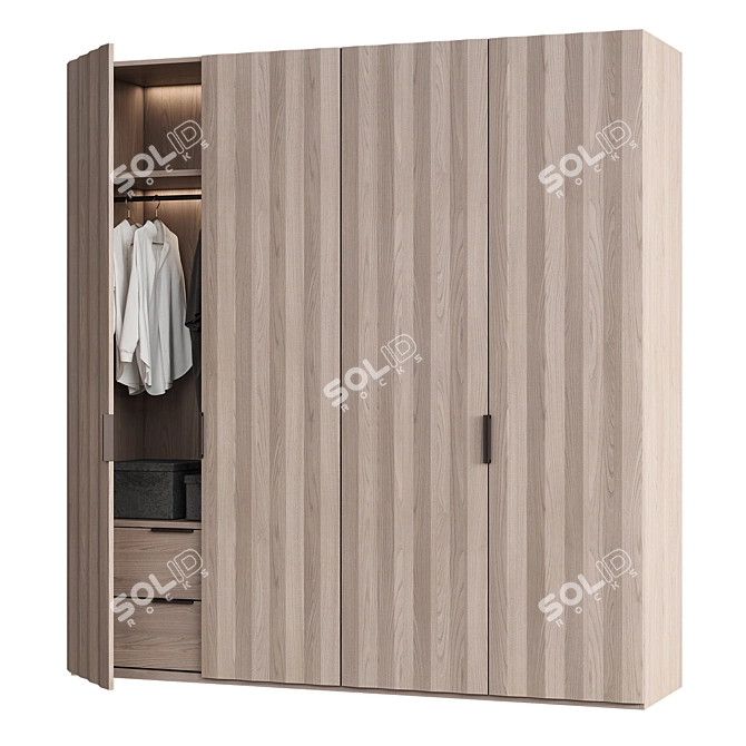 Modern PLISSE Wardrobe Furniture 3D model image 1