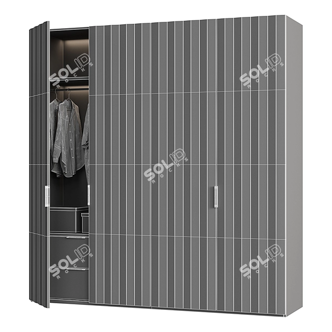 Modern PLISSE Wardrobe Furniture 3D model image 5