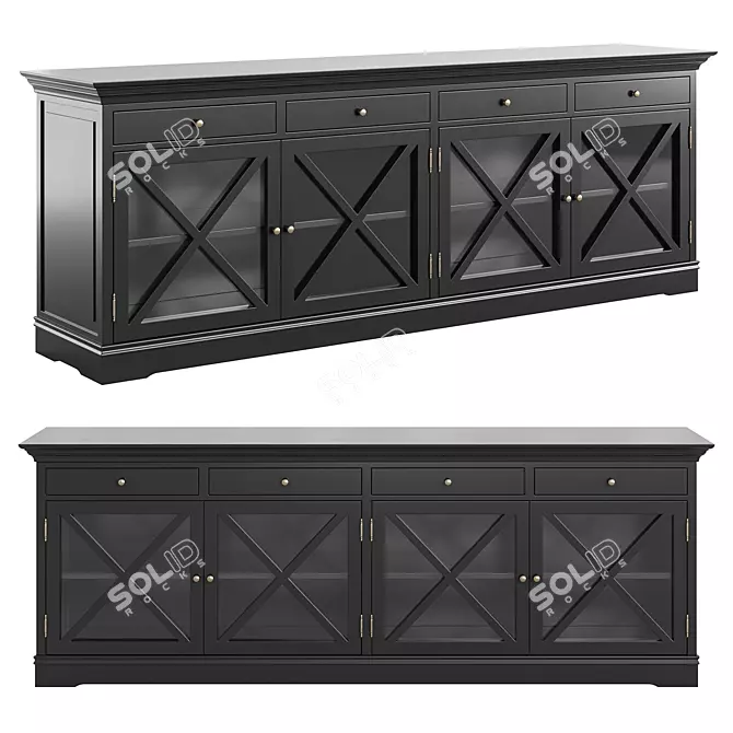 Handcrafted Black MDF Console 3D model image 1