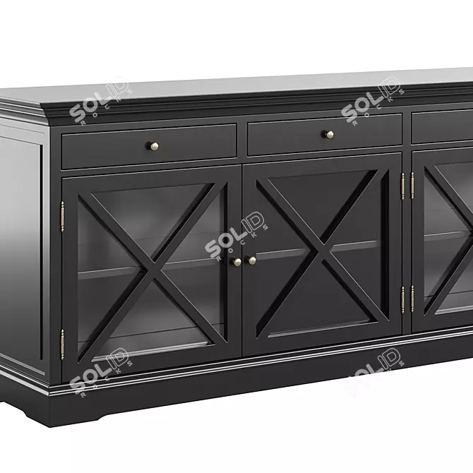Handcrafted Black MDF Console 3D model image 2