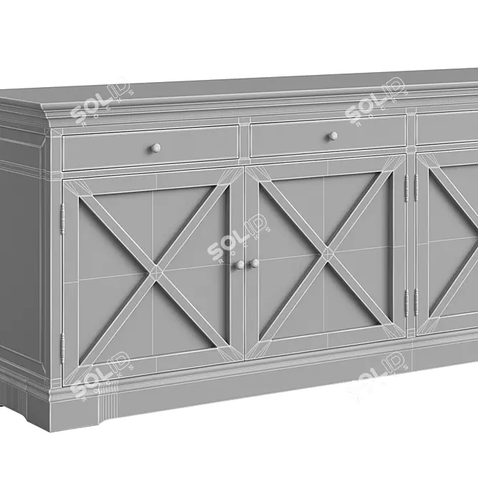 Handcrafted Black MDF Console 3D model image 4