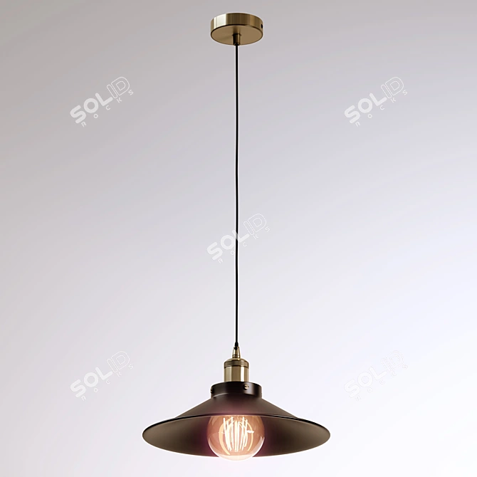 Marlin Collection Black Metal Pendant 3D model image 3