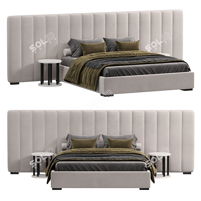 Sleek Modern RH Modena Bed 3D model image 1