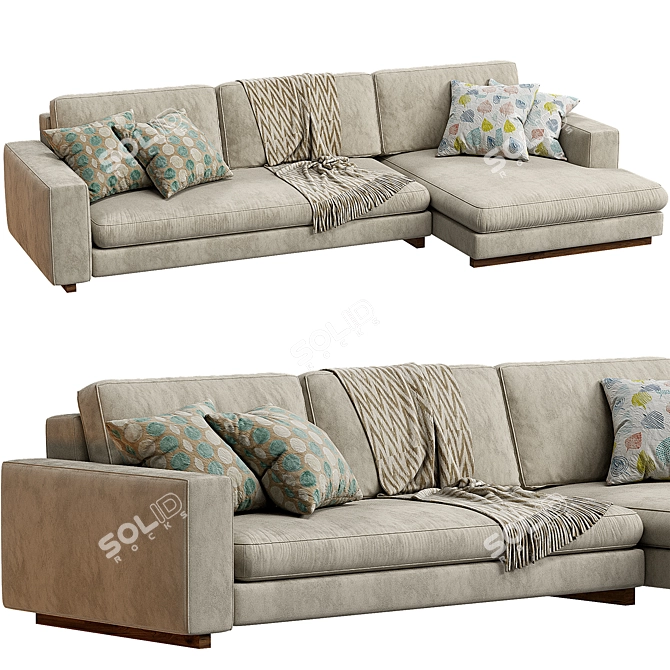  Streamlined West Elm Harmony Sofa 3D model image 3