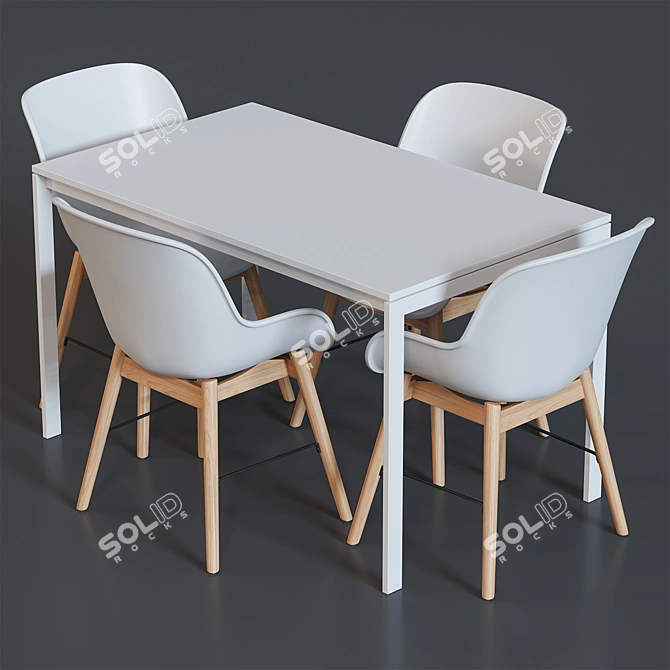 Modern Ikea Chair and Table 3D model image 2