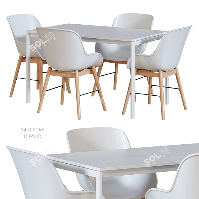 Modern Ikea Chair and Table 3D model image 4