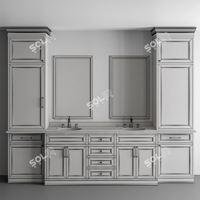 Rustic Wooden Bathroom Set 42 3D model image 3