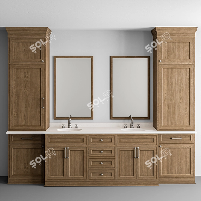 Rustic Wooden Bathroom Set 42 3D model image 4