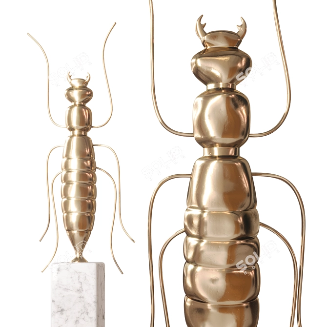 Golden Ant Statuettes Set 3D model image 4