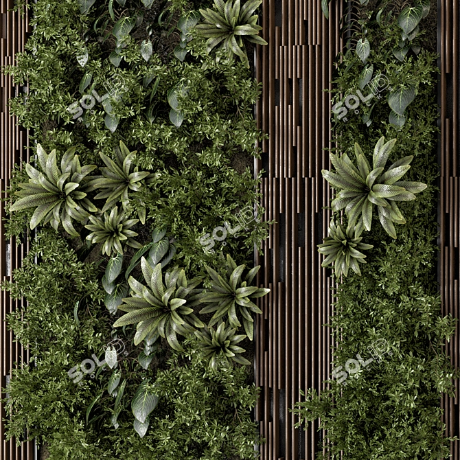 Wooden Base Vertical Garden Set 3D model image 3