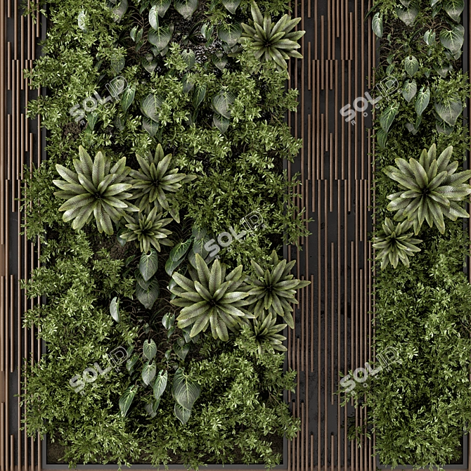 Wooden Base Vertical Garden Set 3D model image 4