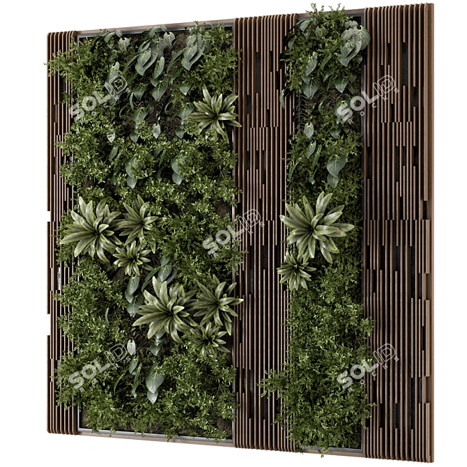 Wooden Base Vertical Garden Set 3D model image 6