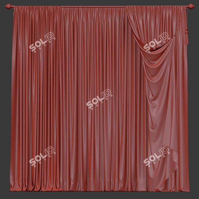  Folded & Retopologized Curtain 3D model image 3