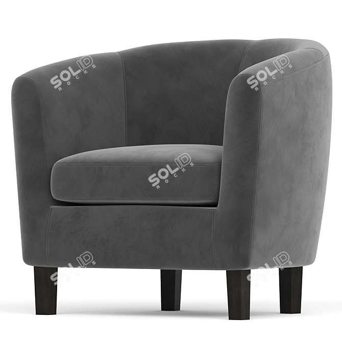 Luxurious Velvet Armchair in Charcoal 3D model image 1