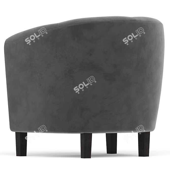 Luxurious Velvet Armchair in Charcoal 3D model image 2