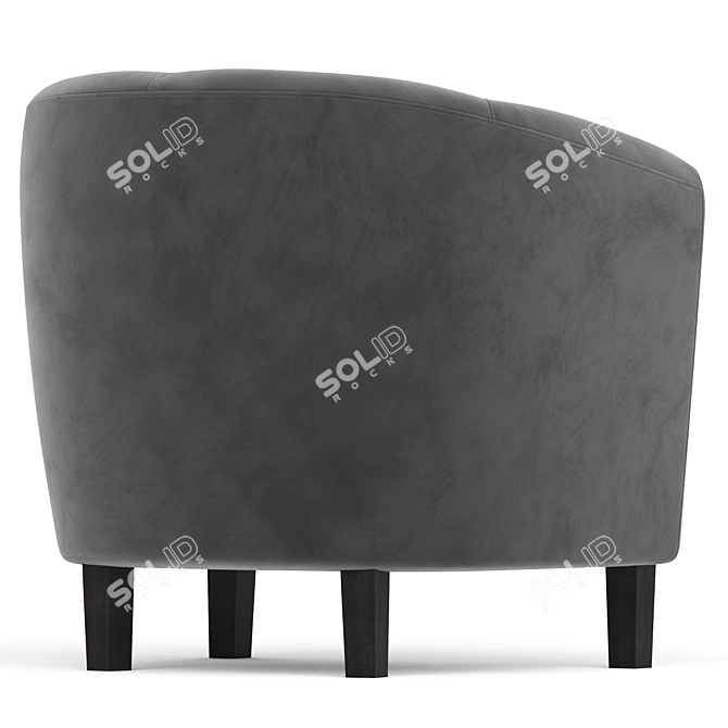 Luxurious Velvet Armchair in Charcoal 3D model image 3