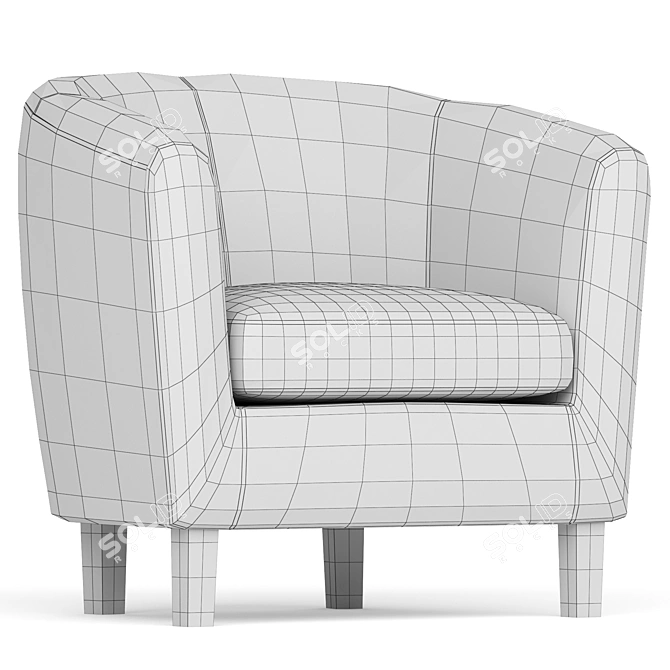 Luxurious Velvet Armchair in Charcoal 3D model image 4