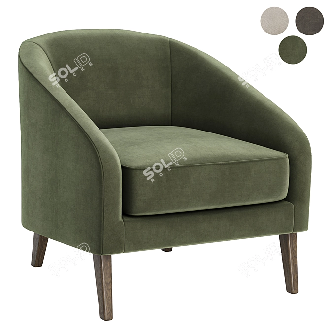 Modern Grey Armchair for Home 3D model image 2