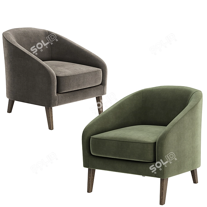 Modern Grey Armchair for Home 3D model image 3