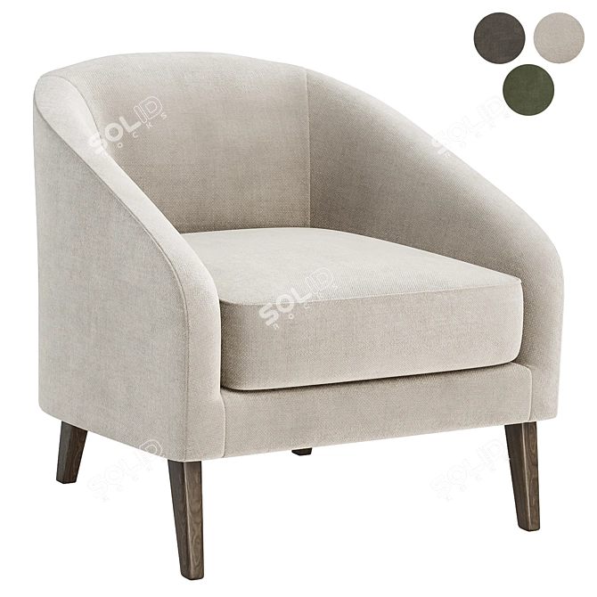 Modern Grey Armchair for Home 3D model image 5