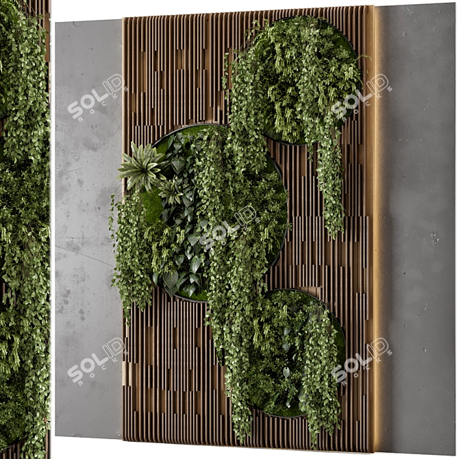 Wooden Base Vertical Garden Set 3D model image 1