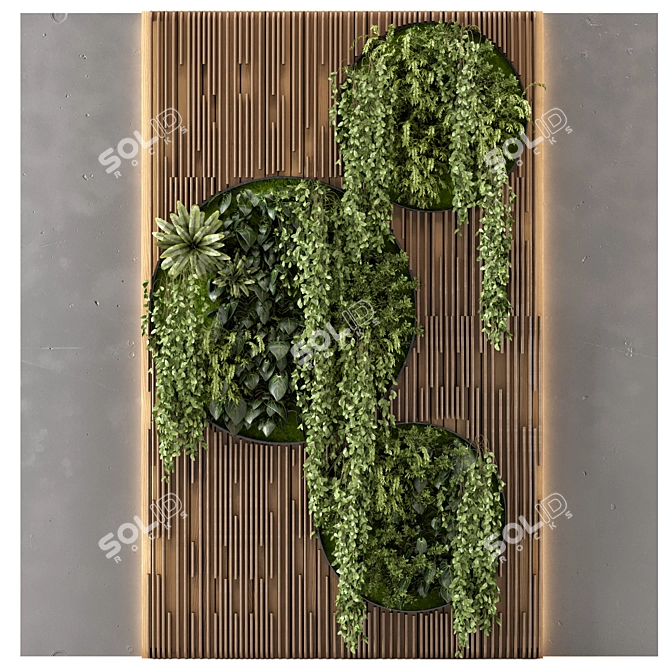 Wooden Base Vertical Garden Set 3D model image 2