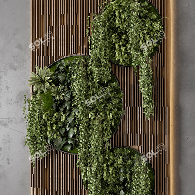 Wooden Base Vertical Garden Set 3D model image 3