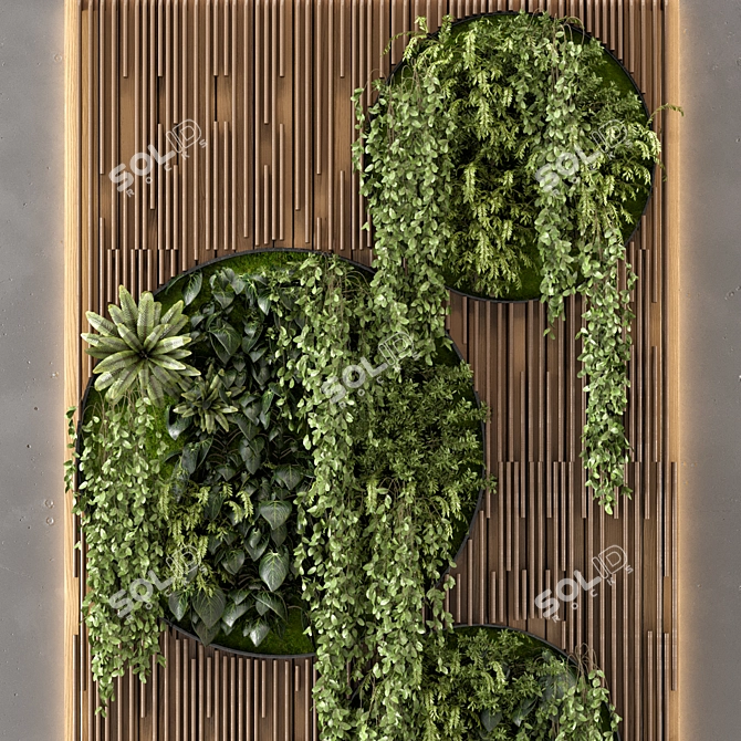 Wooden Base Vertical Garden Set 3D model image 4