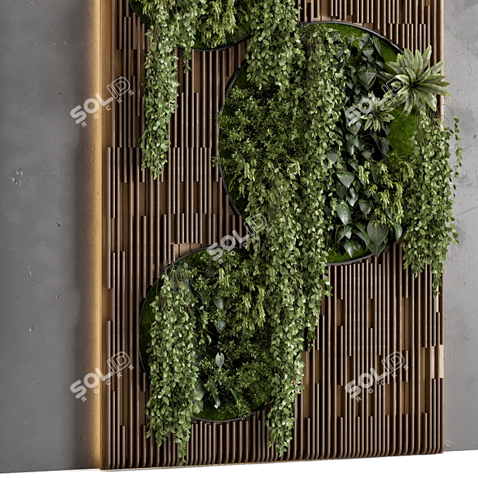 Wooden Base Vertical Garden Set 3D model image 5