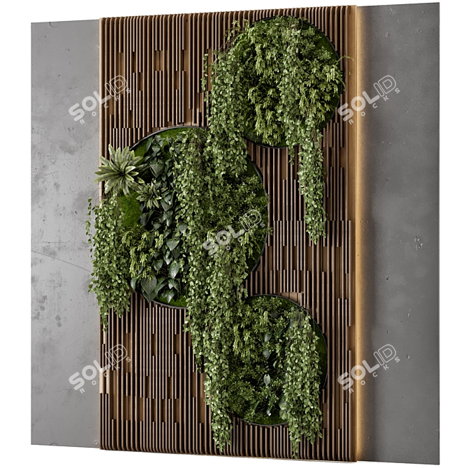 Wooden Base Vertical Garden Set 3D model image 6