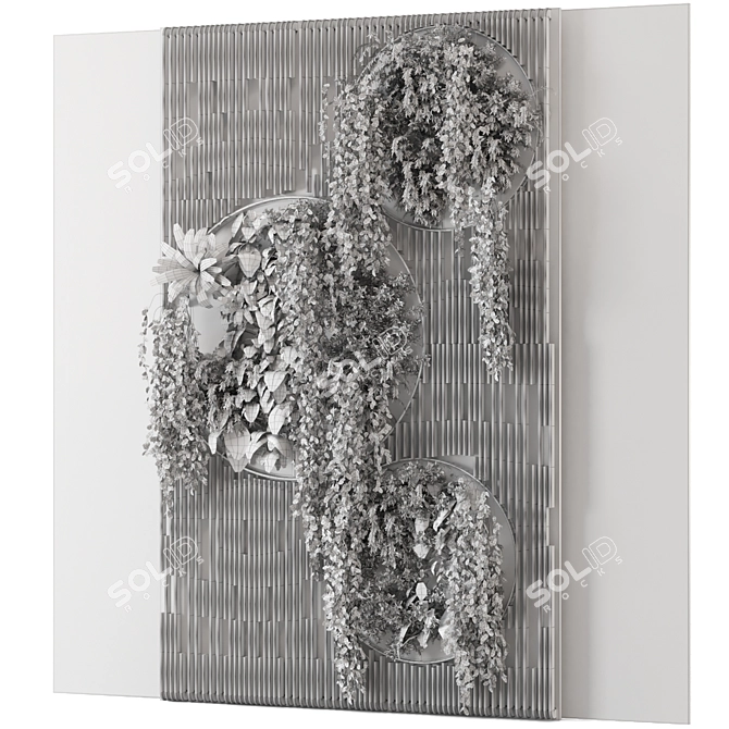 Wooden Base Vertical Garden Set 3D model image 7