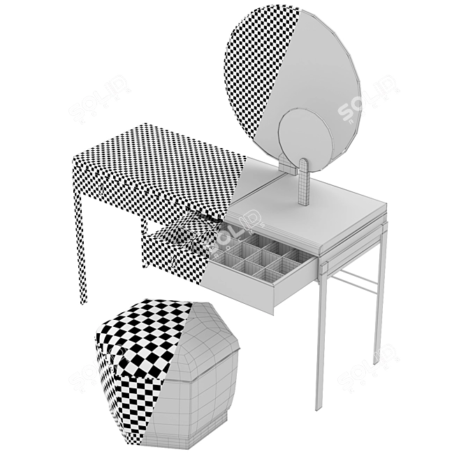 Elegant Padded Pouff: V-Ray Compatible 3D model image 3