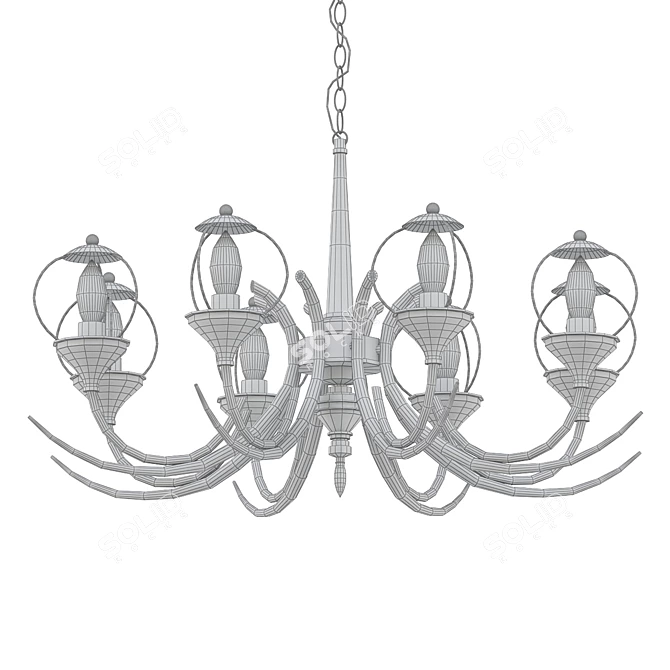 Vintage 8-Light Black Chandelier 3D model image 1