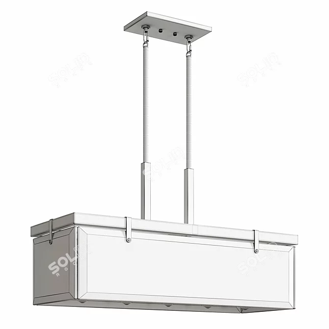 Vintage Bronze Linear Island Pendant 3D model image 1