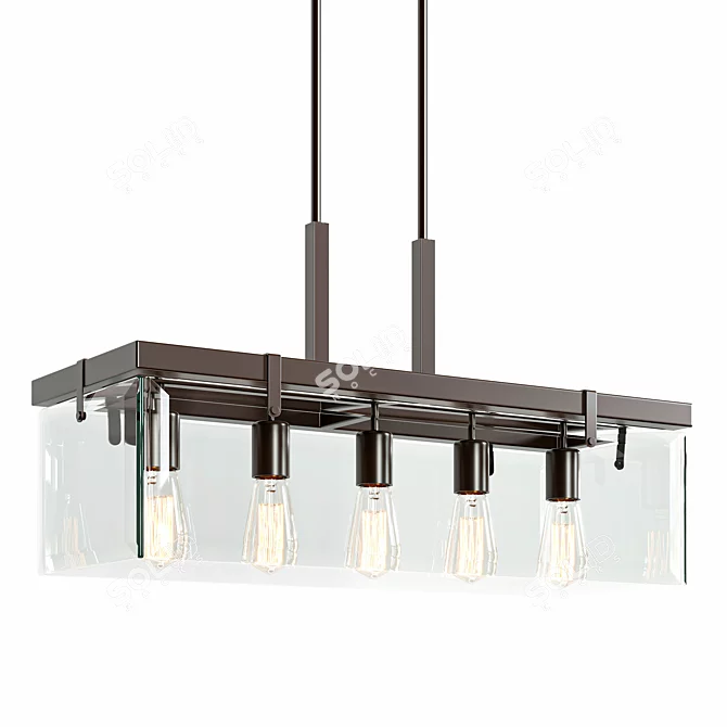 Vintage Bronze Linear Island Pendant 3D model image 2