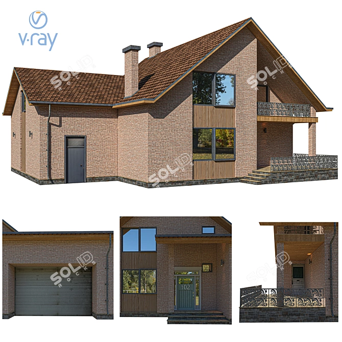 High-Poly 3D House Model 3D model image 1