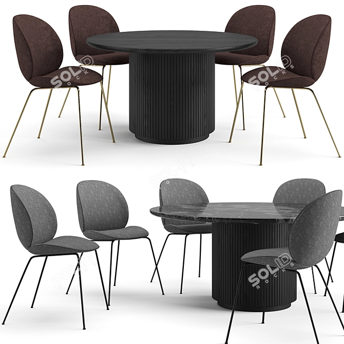 Modern Gubi Beetle Dining Set 3D model image 1