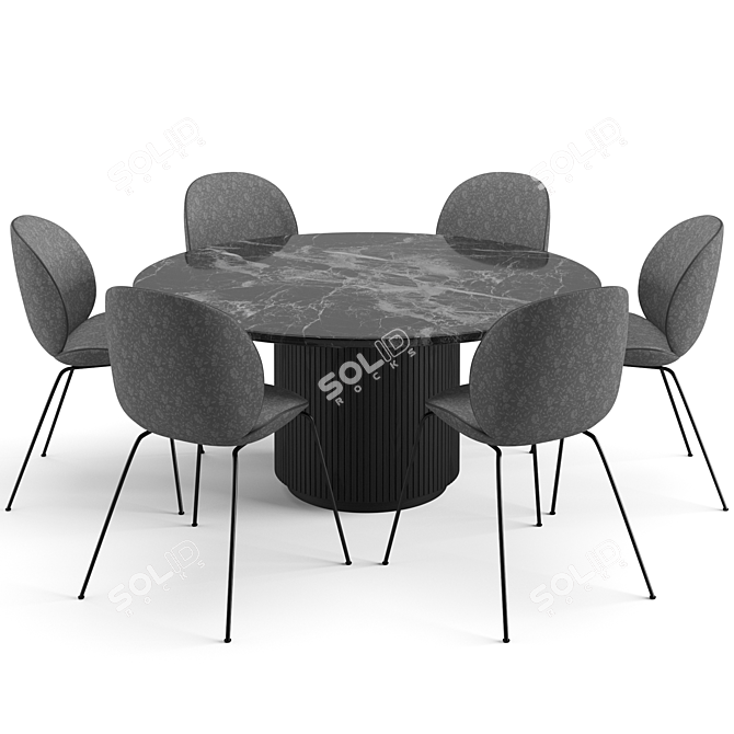 Modern Gubi Beetle Dining Set 3D model image 2