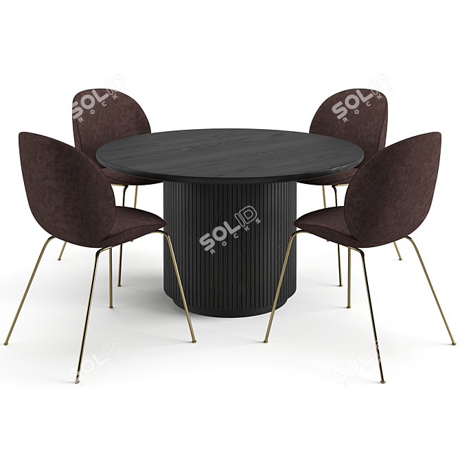 Modern Gubi Beetle Dining Set 3D model image 3