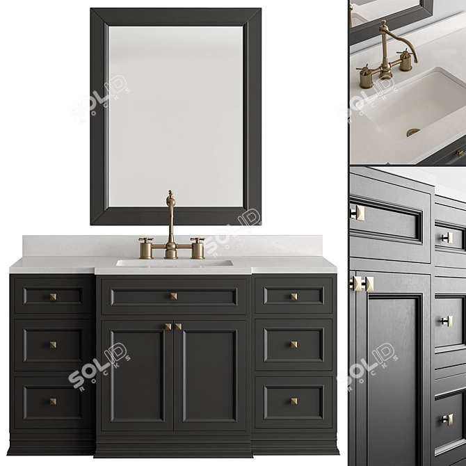 Classic Black Bathroom Set 41 3D model image 4