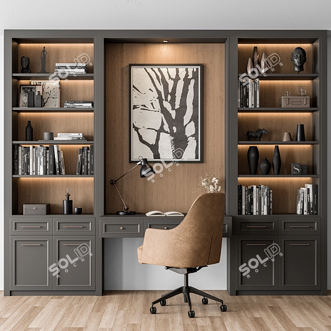 Modern Home Office Furniture Set 3D model image 5