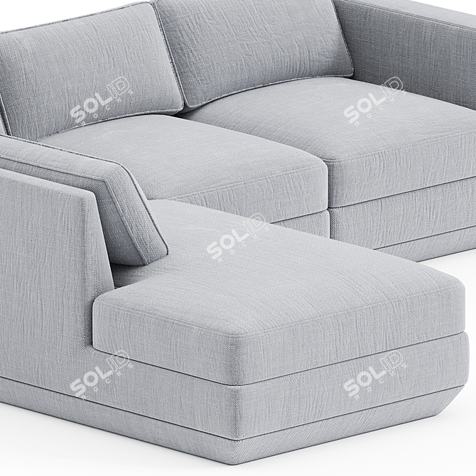 Modular Lounge Sectional: Left-Facing Configuration 3D model image 1