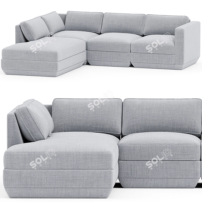 Modular Lounge Sectional: Left-Facing Configuration 3D model image 3