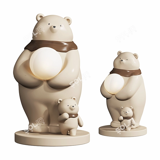 Bear Sculpture Floor Lamp Deco 3D model image 4