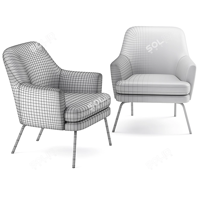 Luxury Huntly I Armchair: 3D Model 3D model image 7